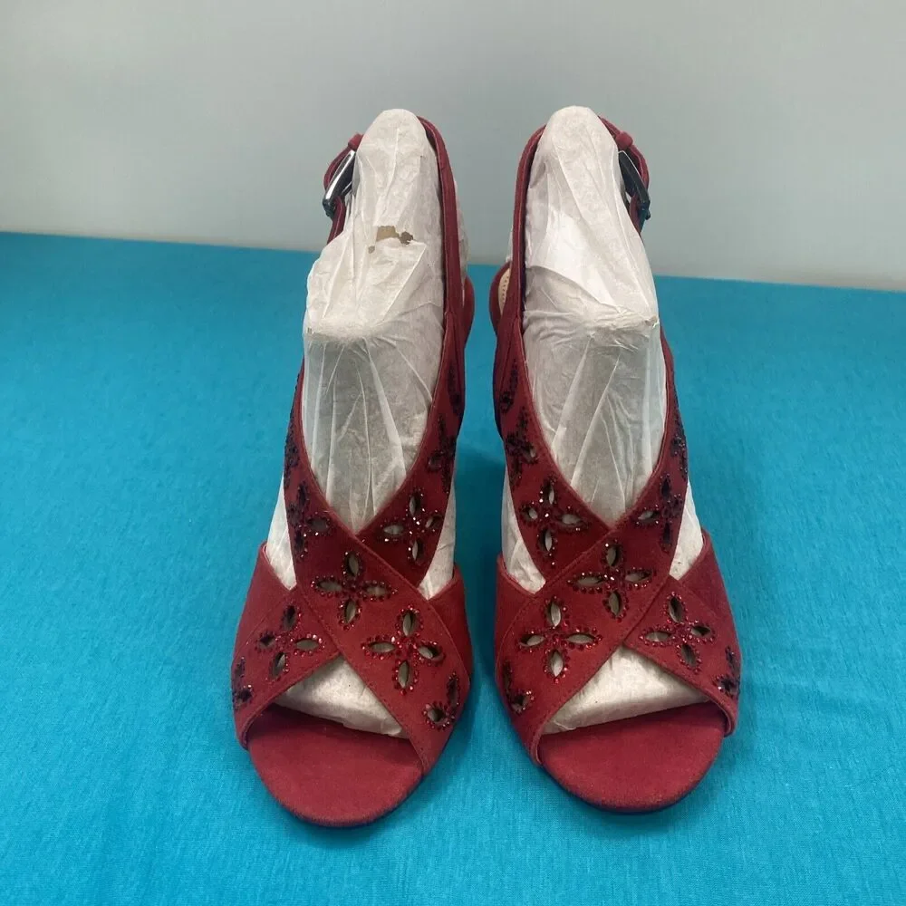 MICHAEL Michael Kors Platform Sandals High Heels Red Size 7 Open Toe Slingback